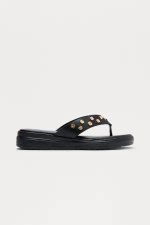 Amina Studded Flip Flop - Black