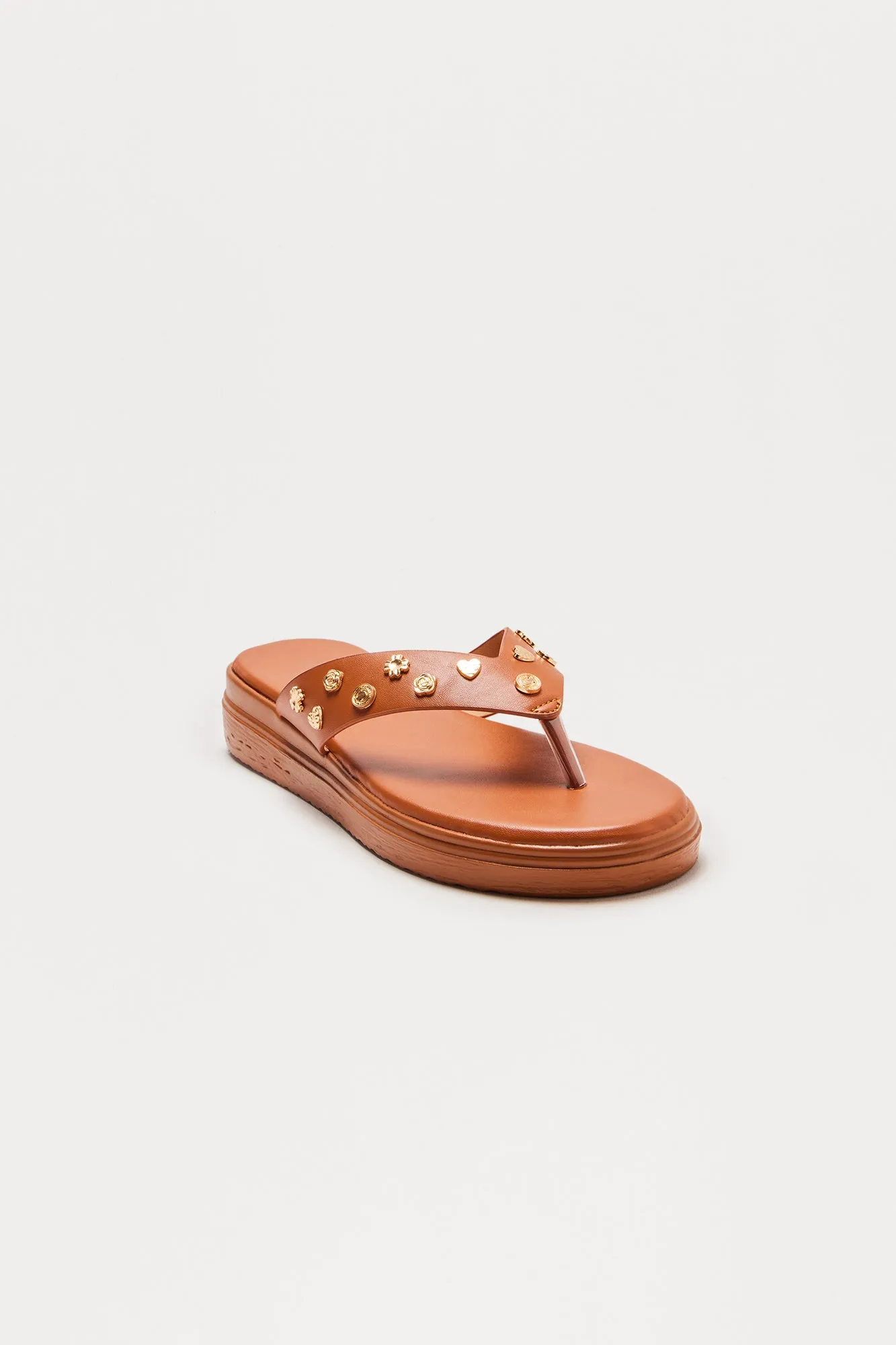 Amina Studded Flip Flop - Tan
