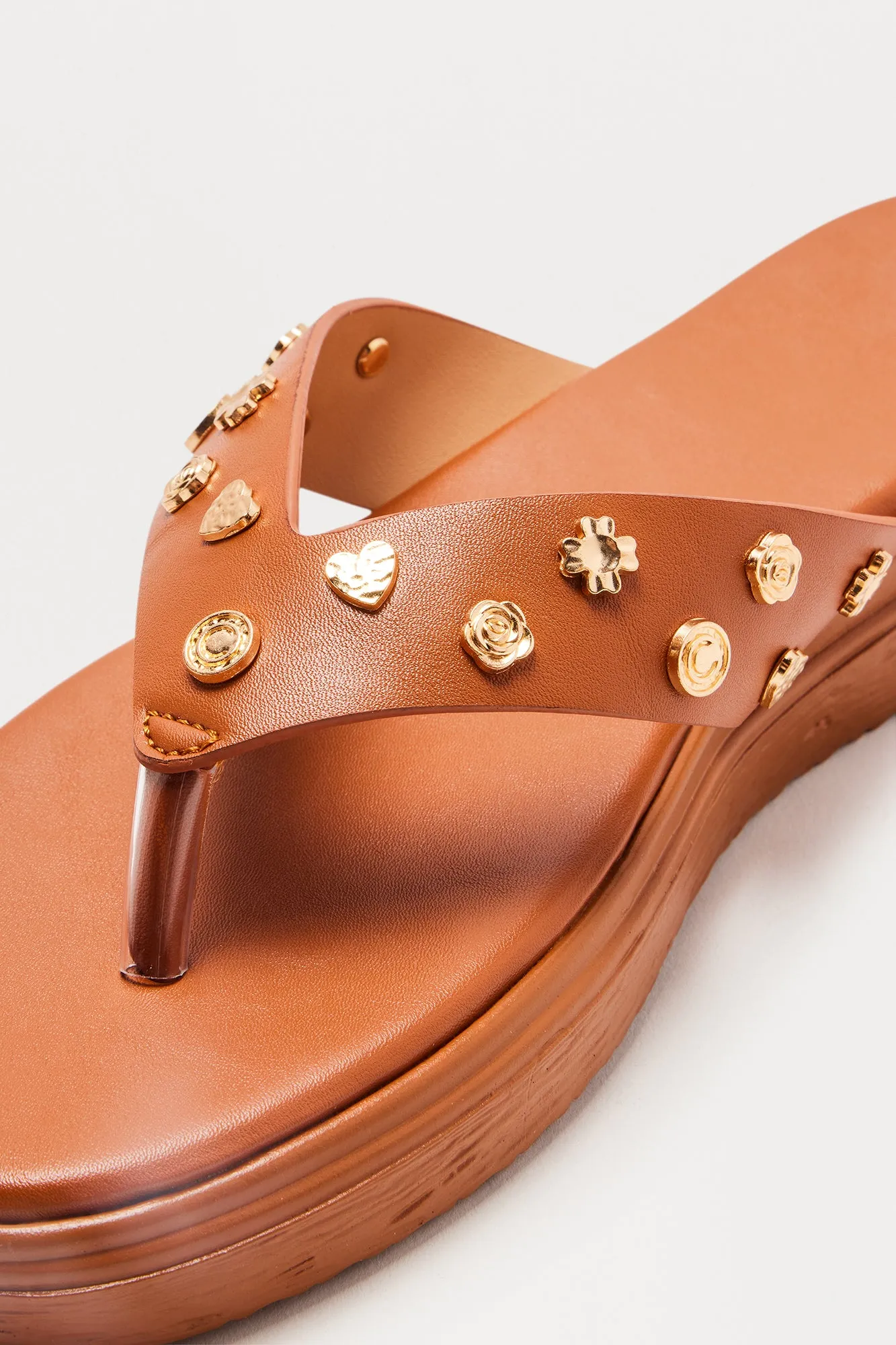 Amina Studded Flip Flop - Tan