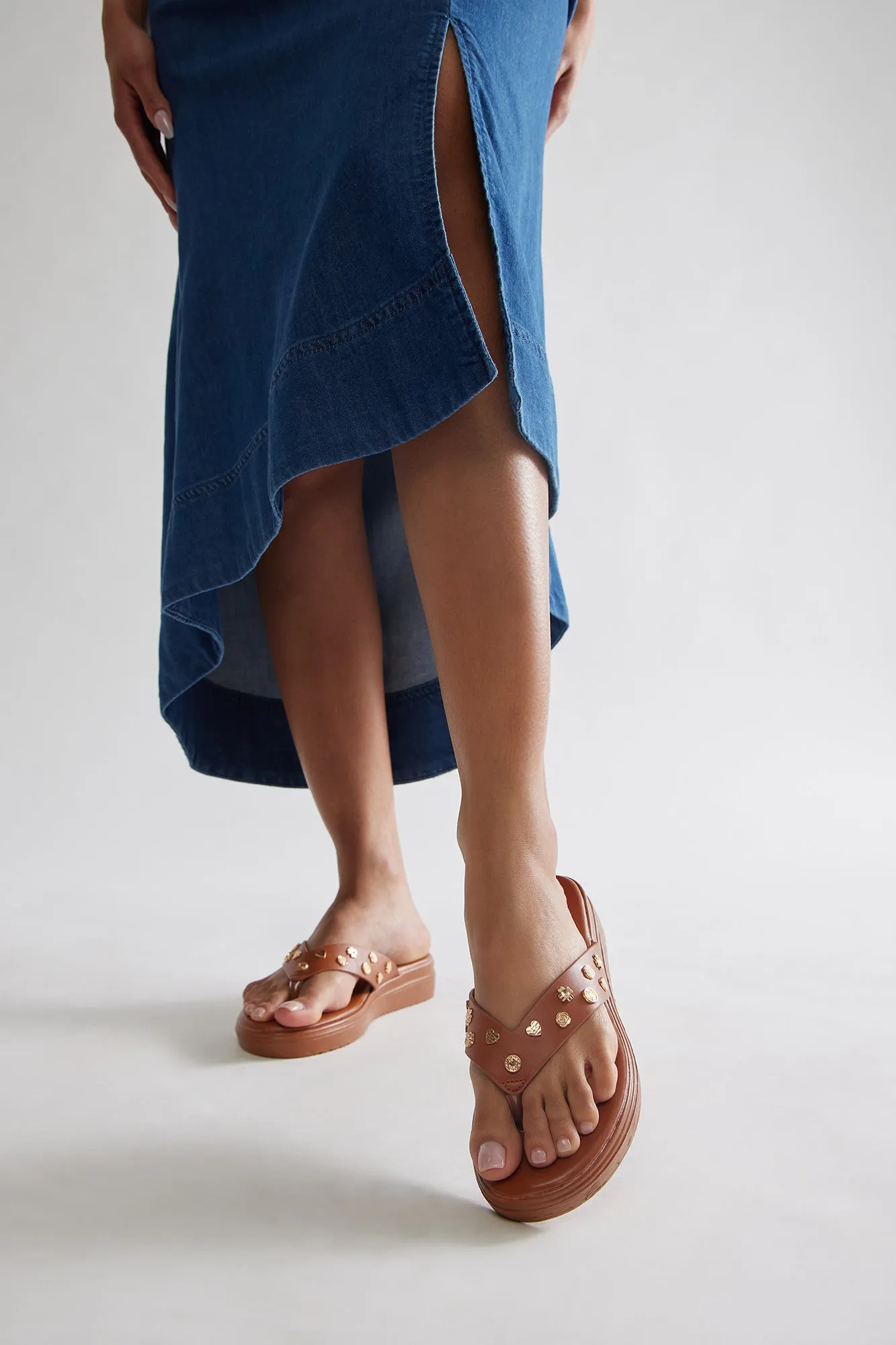 Amina Studded Flip Flop - Tan