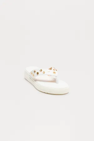 Amina Studded Flip Flop - White
