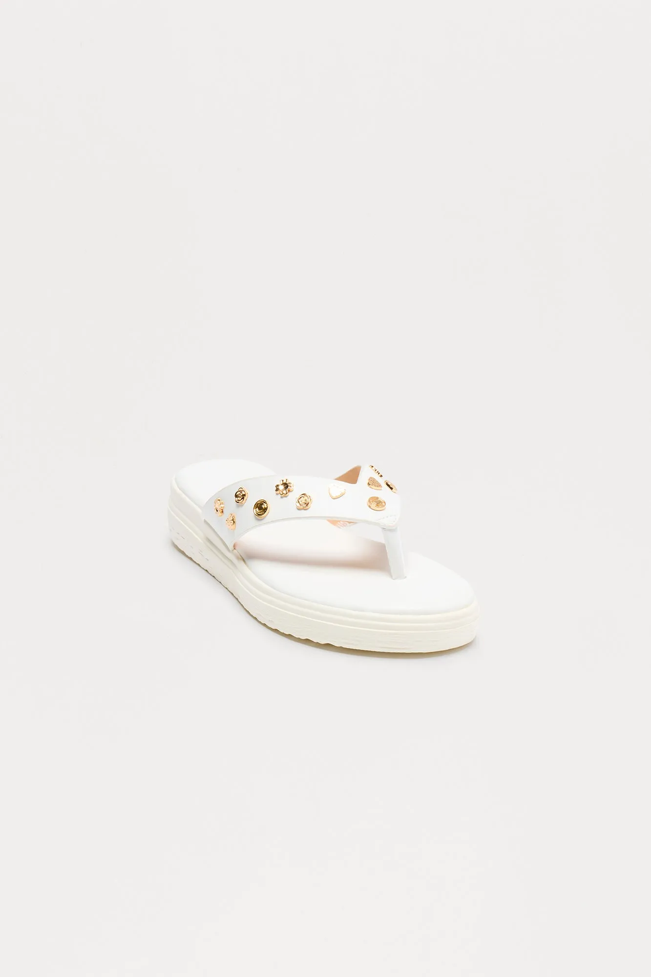 Amina Studded Flip Flop - White