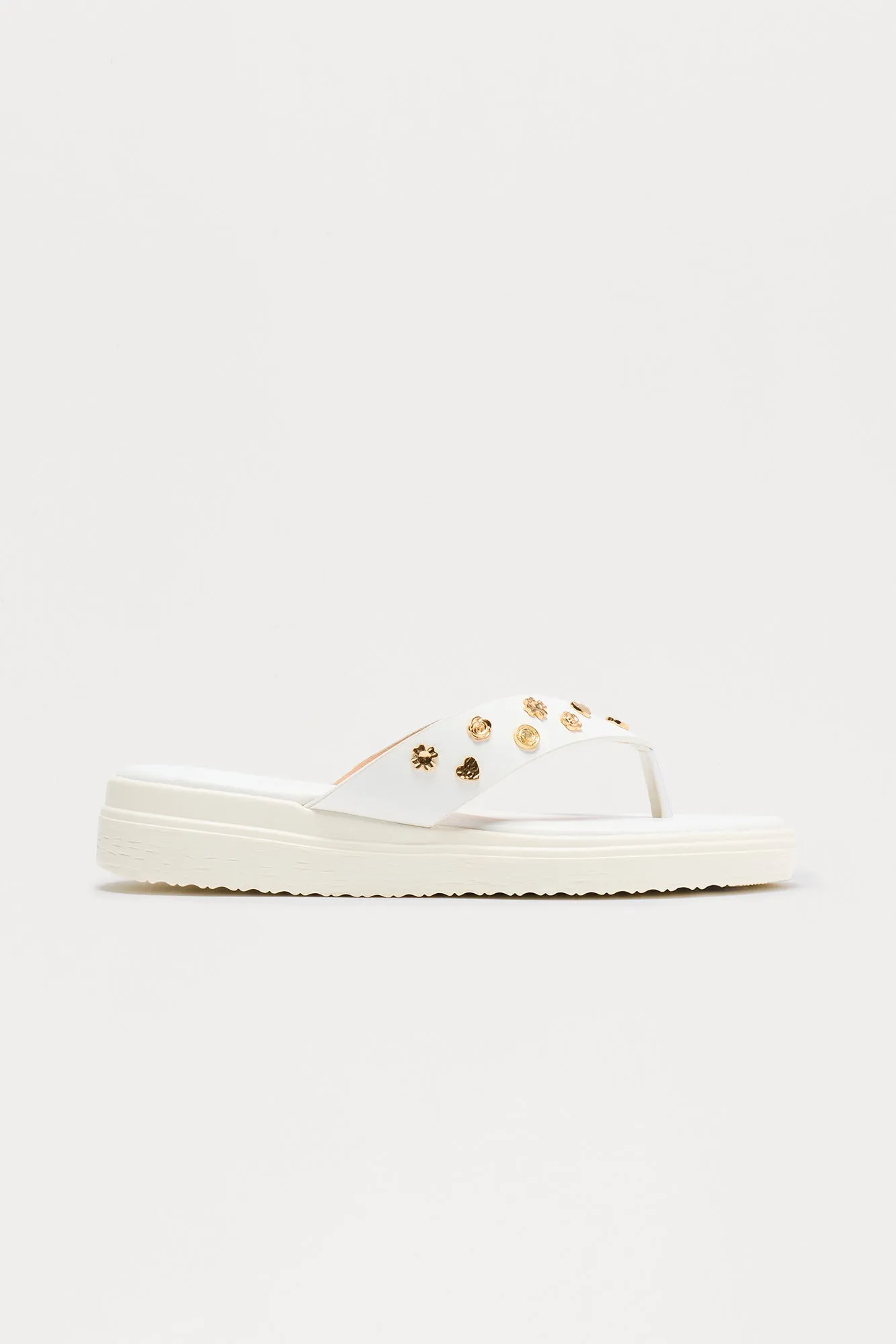 Amina Studded Flip Flop - White