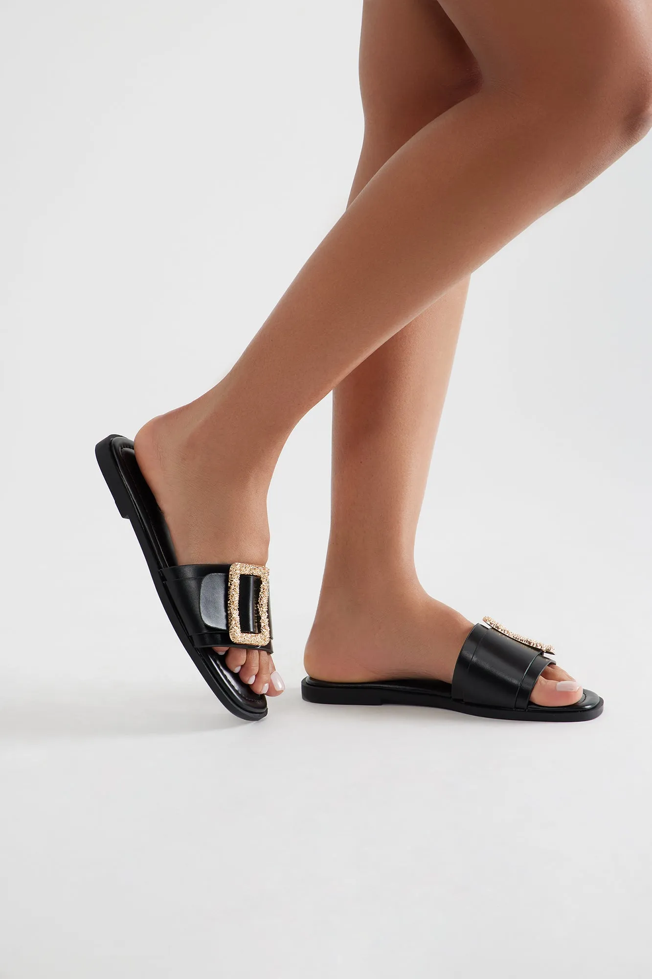 August Buckle Sandals - Black
