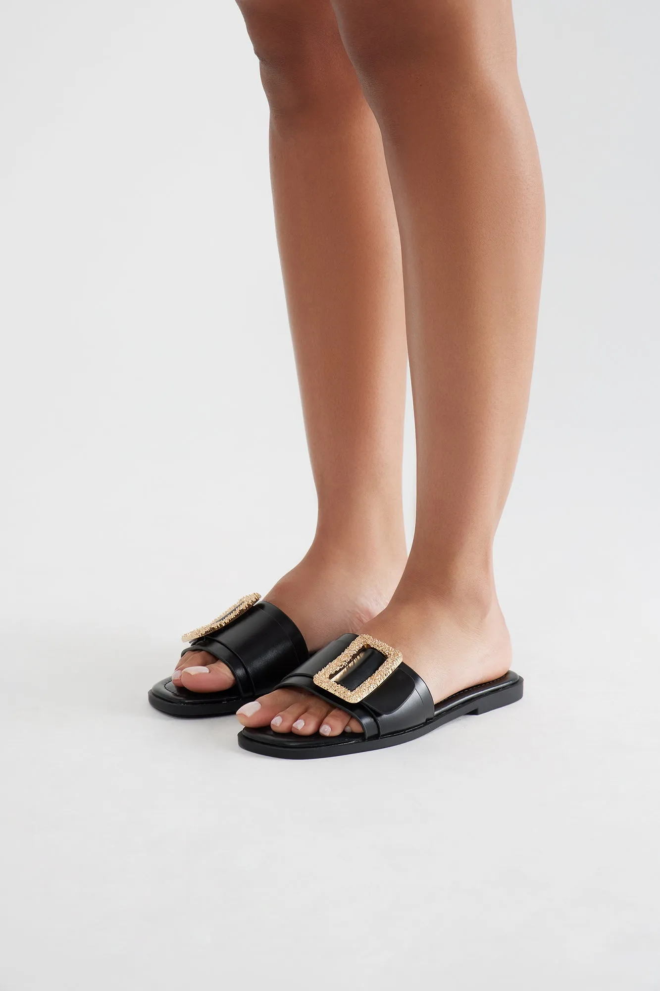 August Buckle Sandals - Black