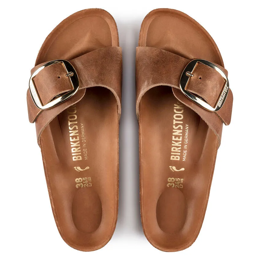 Birkenstock Madrid Big Buckle Oiled Leather Cognac Women's