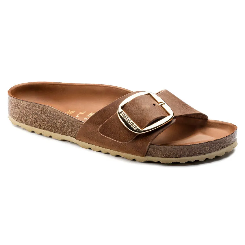 Birkenstock Madrid Big Buckle Oiled Leather Cognac Women's