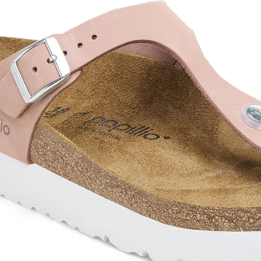 BIRKENSTOCK Women's Gizeh PAP Flex Platform Nubuck Leather (Soft Pink)