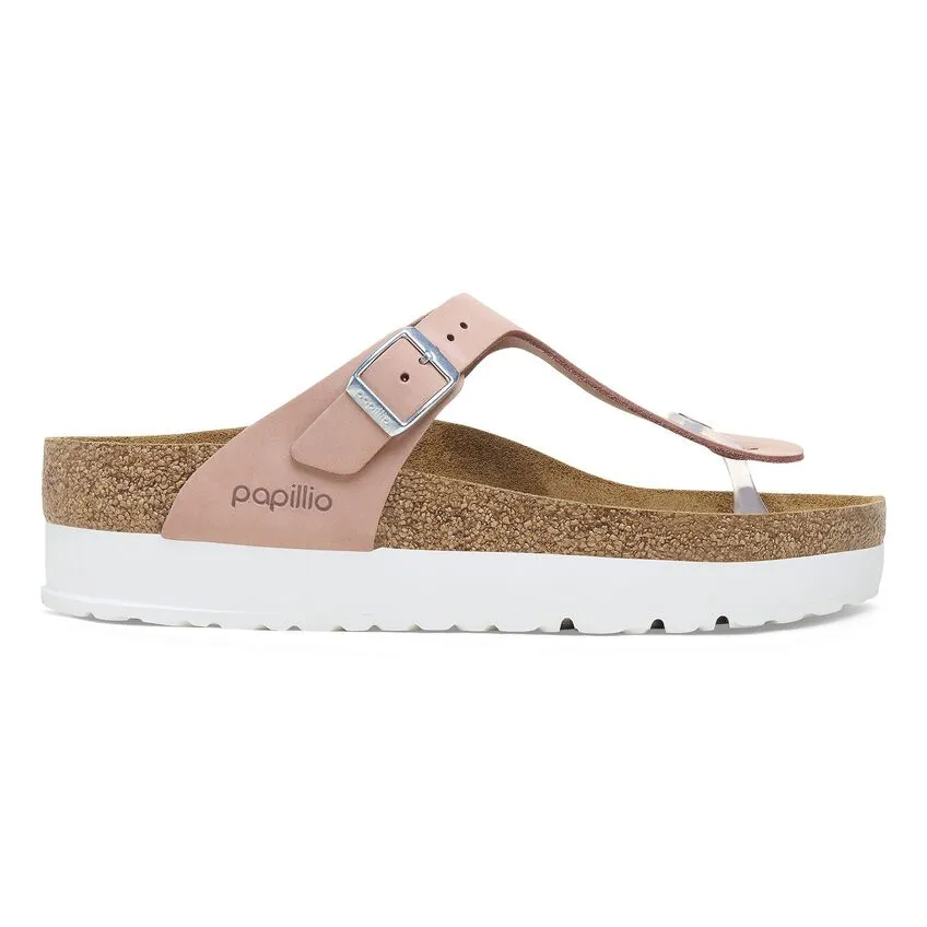 BIRKENSTOCK Women's Gizeh PAP Flex Platform Nubuck Leather (Soft Pink)