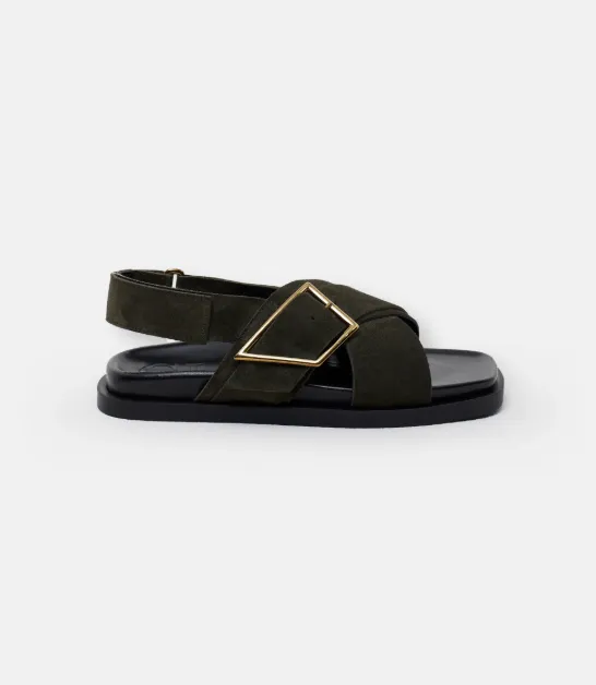 Closed Leather Buckle Sandal