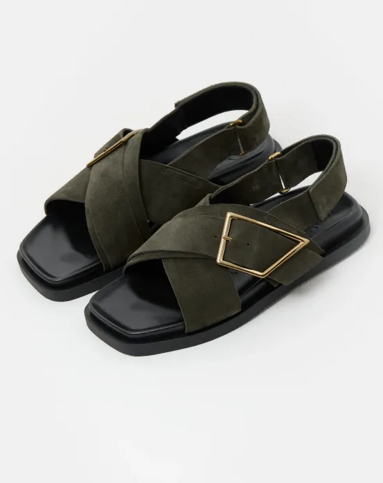 Closed Leather Buckle Sandal
