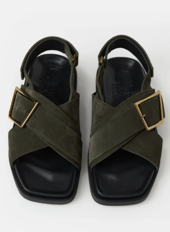 Closed Leather Buckle Sandal
