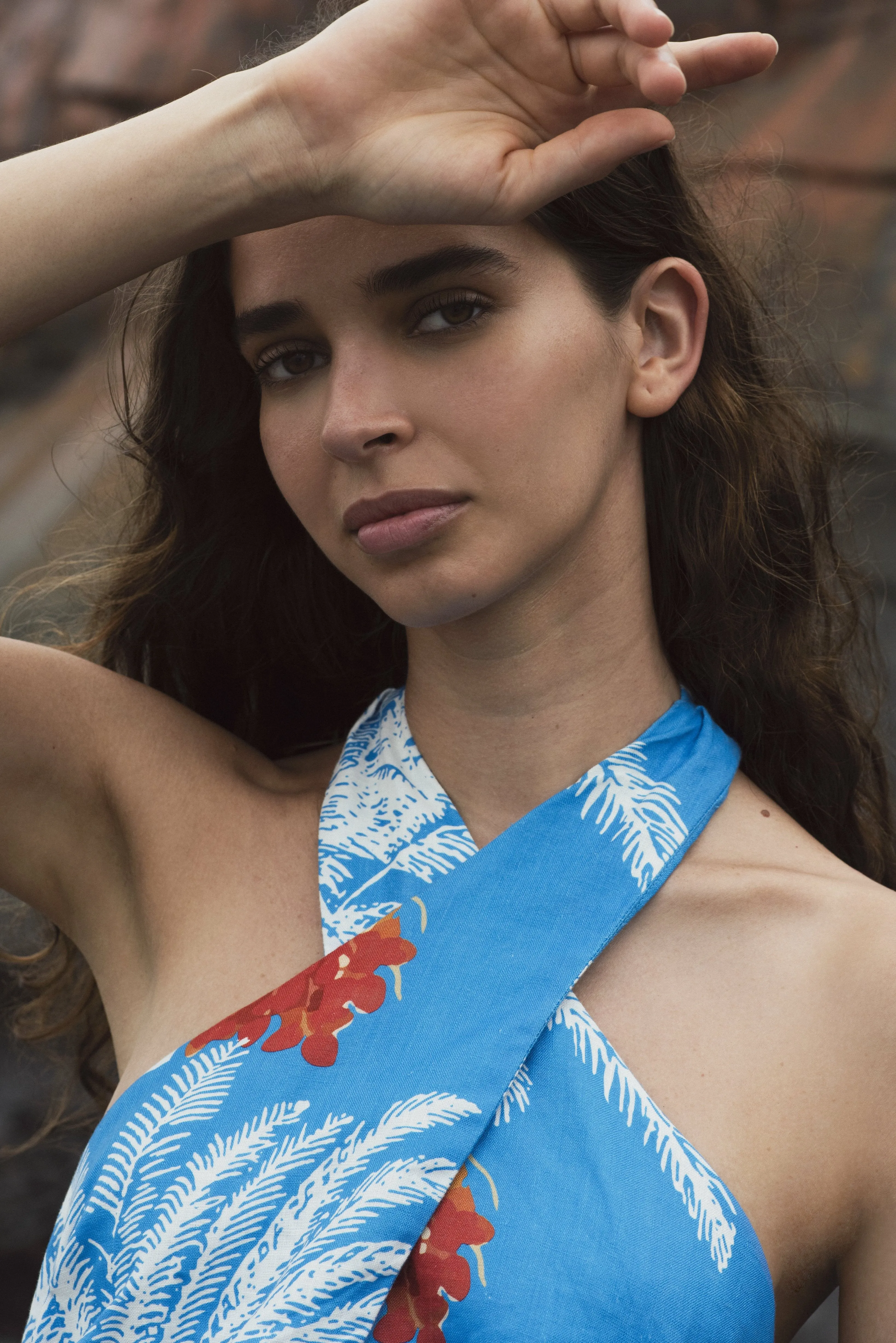 Costa del Sol Linen Maxi Dress / Turquoise Palms