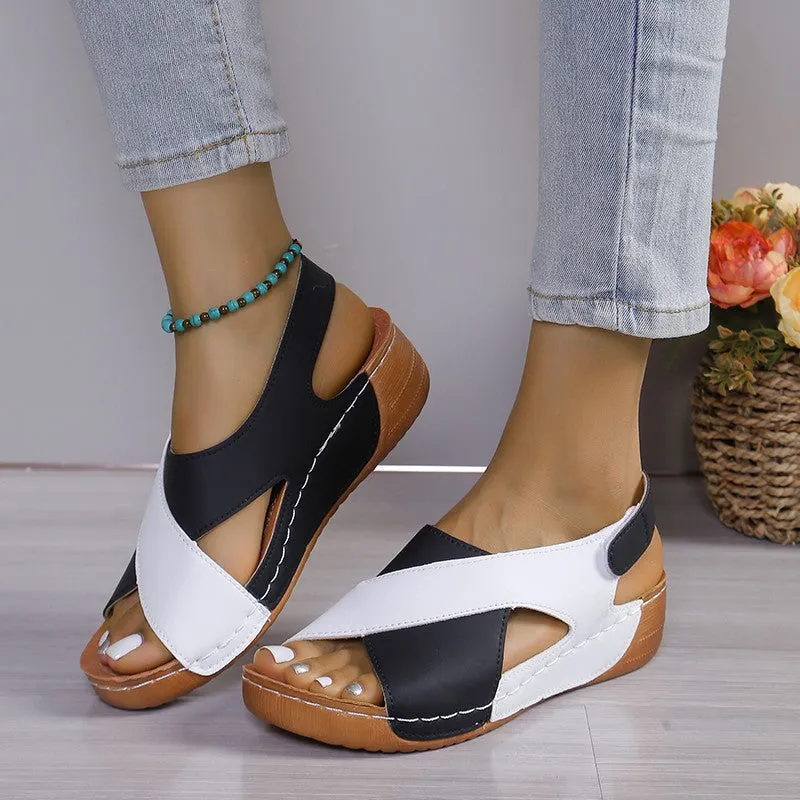 Crisscross Open Toe Wedge Sandals (U CARE)
