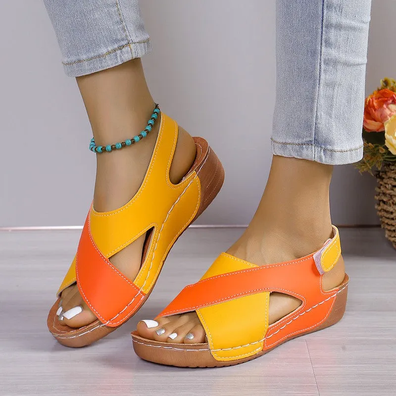 Crisscross Open Toe Wedge Sandals (U CARE)