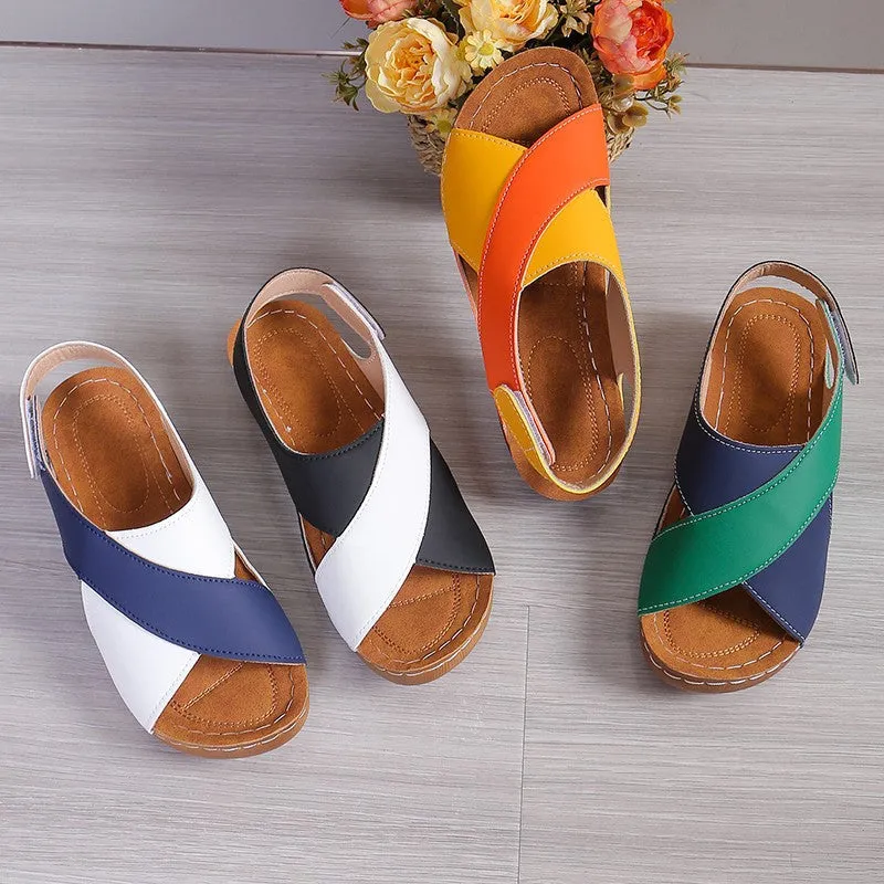 Crisscross Open Toe Wedge Sandals (U CARE)