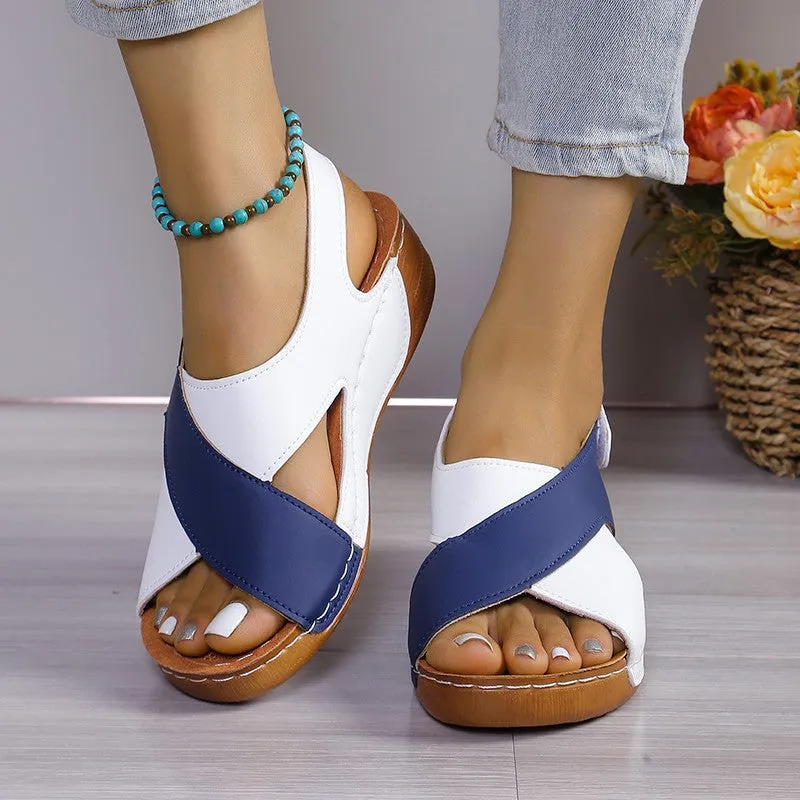 Crisscross Open Toe Wedge Sandals (U CARE)