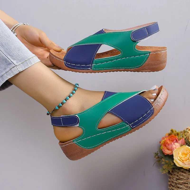 Crisscross Open Toe Wedge Sandals (U CARE)