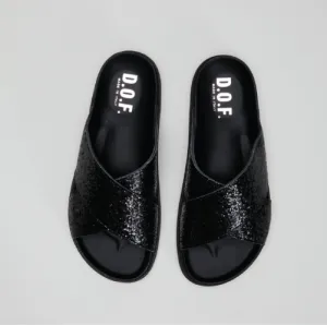 D.O.F Isla - Black Glitter Slide **FINAL SALE**