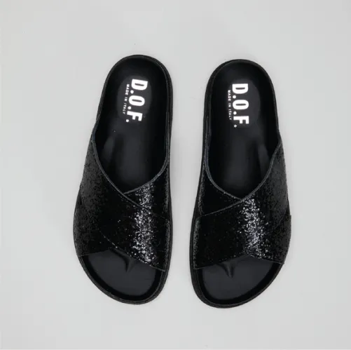 D.O.F Isla - Black Glitter Slide **FINAL SALE**