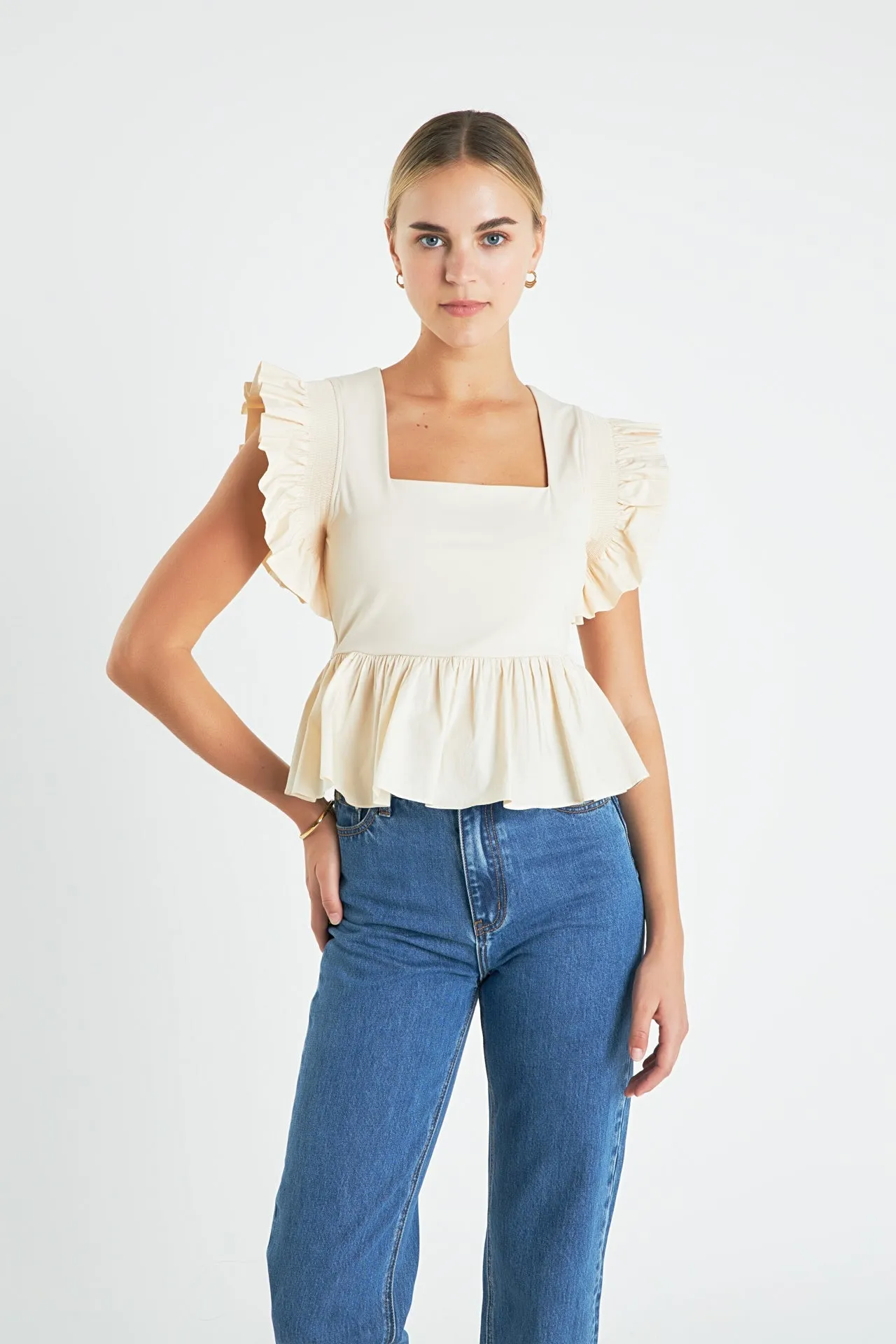 English Factory - Square Neckline Ruffled Top