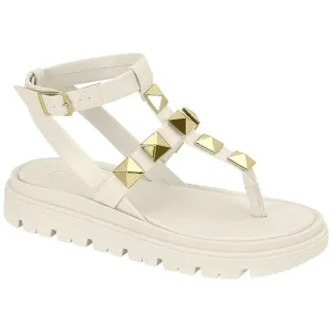 Gold Studded White Sandals