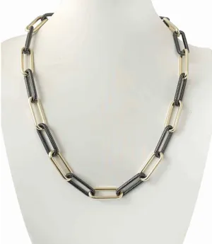 Gunmetal and Gold Link Necklace