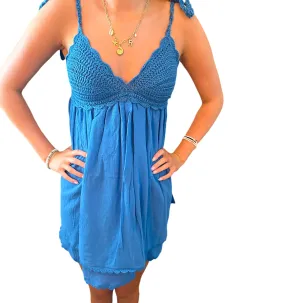 Lace & Layer Charm: Adjustable Knit Mini Dress
