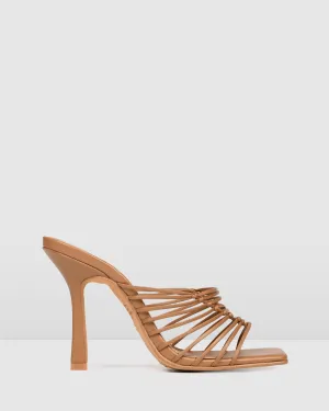 LYNDEN HIGH HEEL SANDALS TAN LEATHER