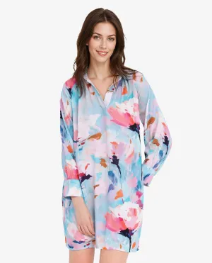 Rareism Women Wadd Flouroscent Multi Viscose Fabric Full Sleeve Collared Neck Button Closure Abstract Print Regular Fit Dress