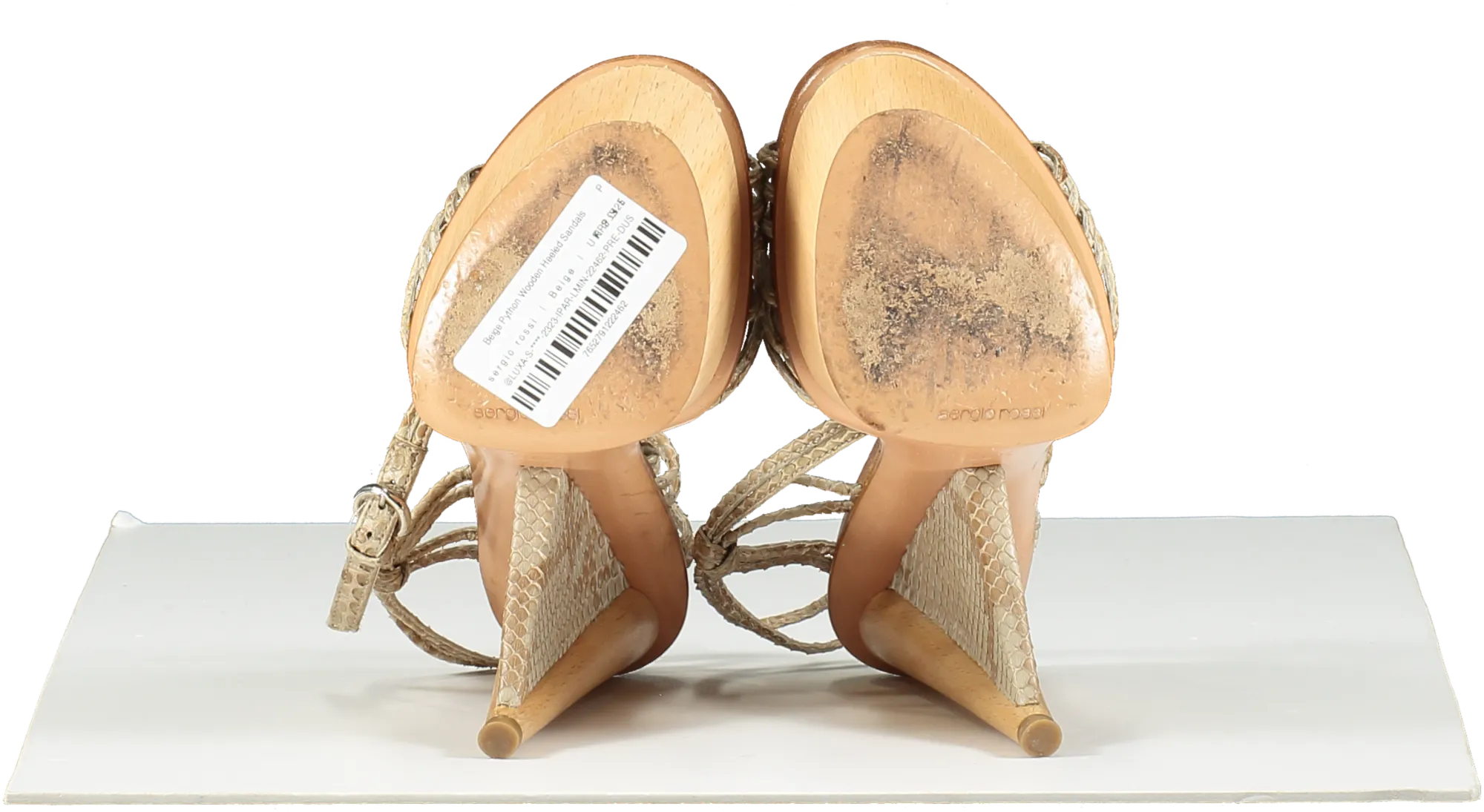 sergio rossi Beige Python Wooden Heeled Sandals UK 3.5 EU 36.5 