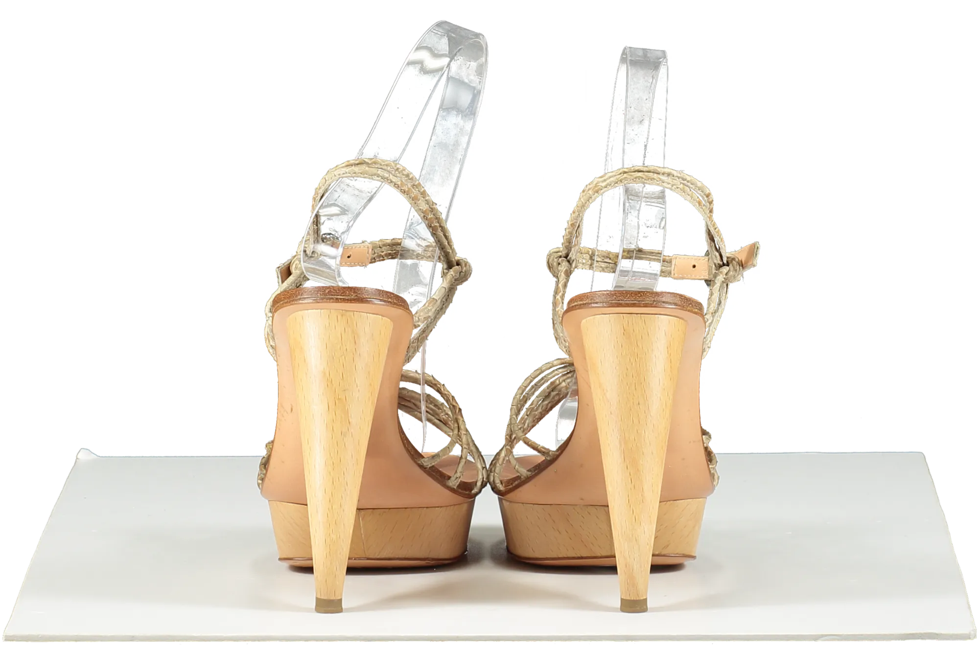 sergio rossi Beige Python Wooden Heeled Sandals UK 3.5 EU 36.5 