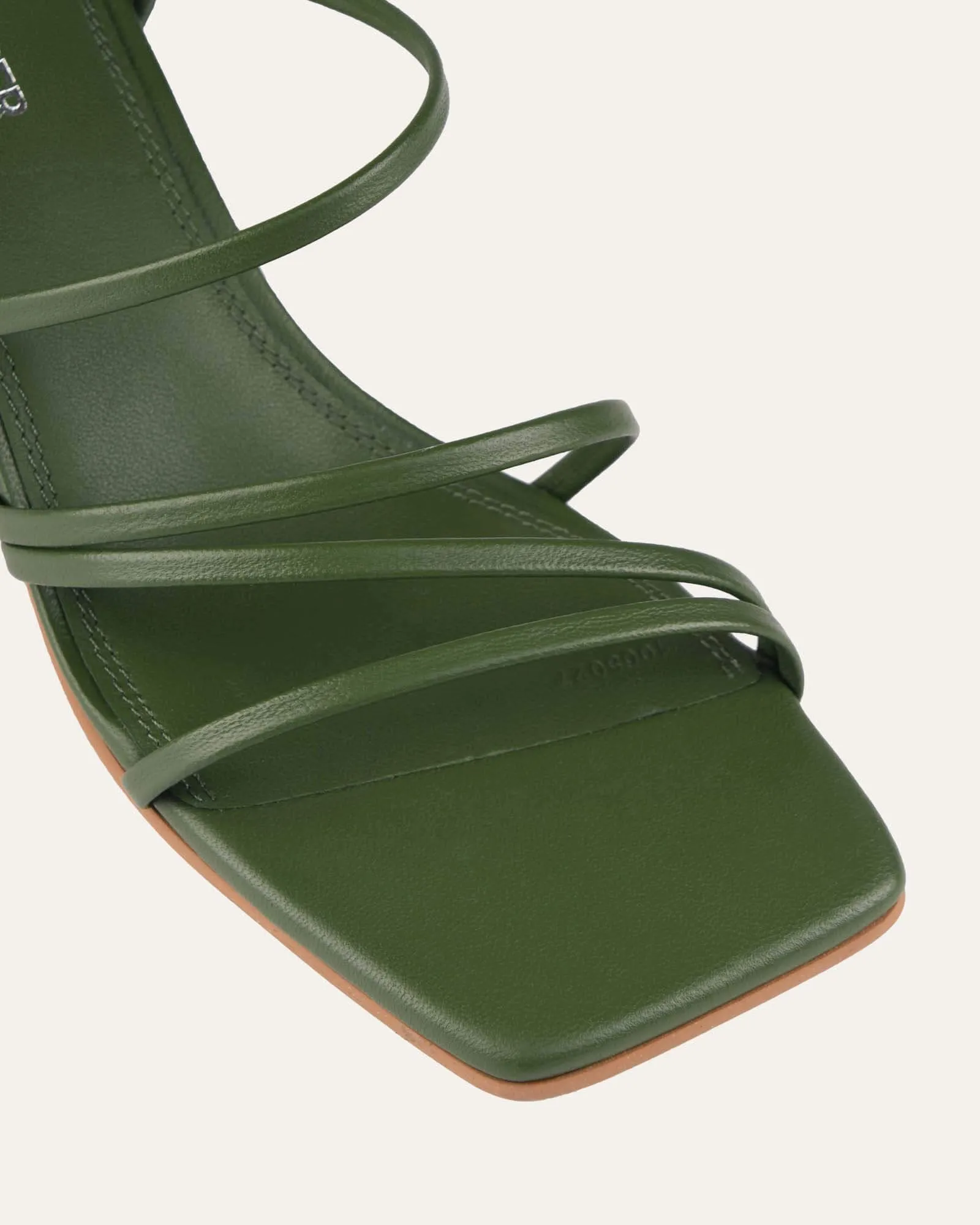 SOFIA MID HEEL SANDALS MOSS GREEN LEATHER