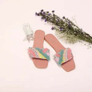 Women Dust Pink Flat Broad Strap Sandal
